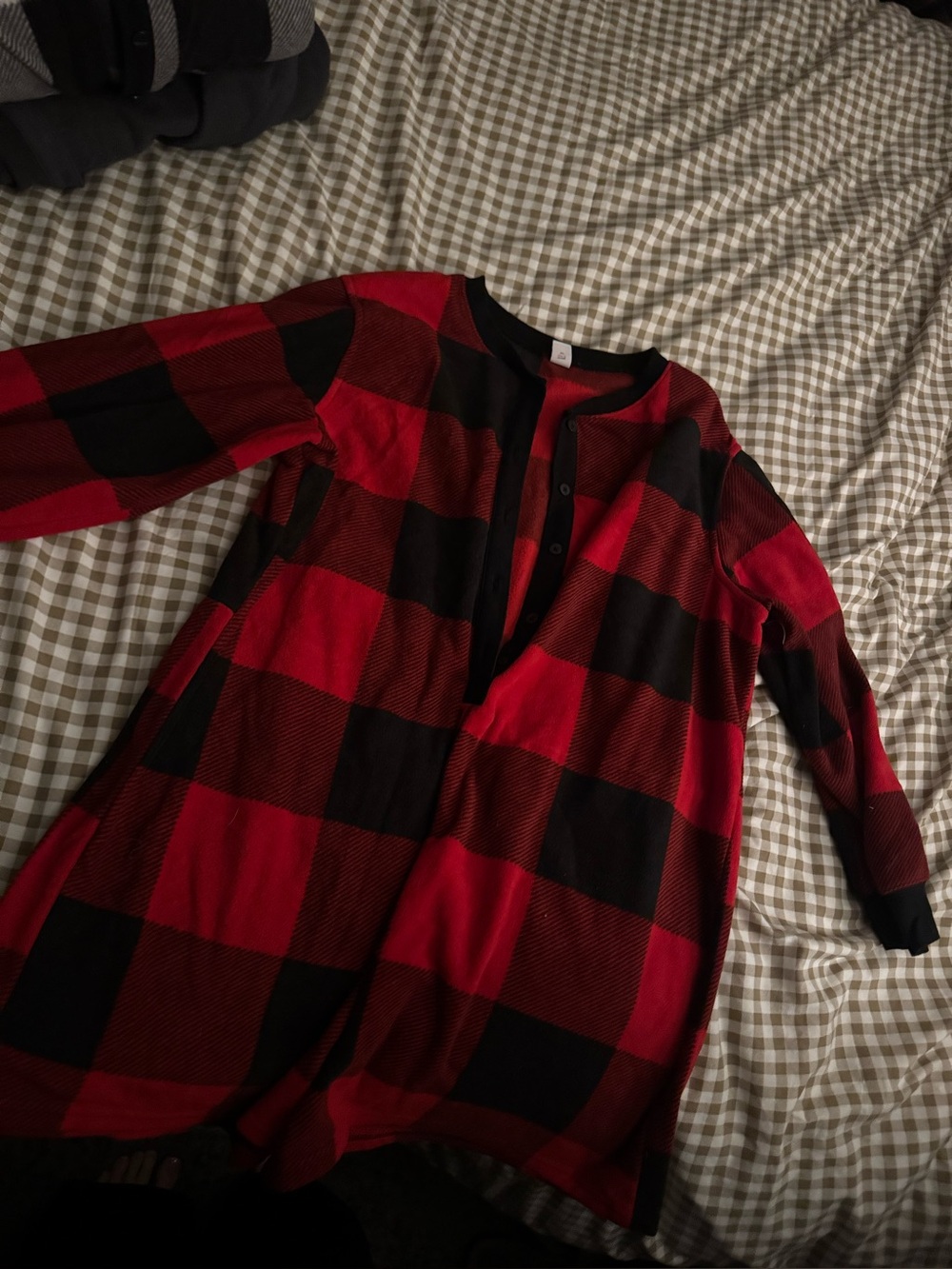 Red plaid pj romper